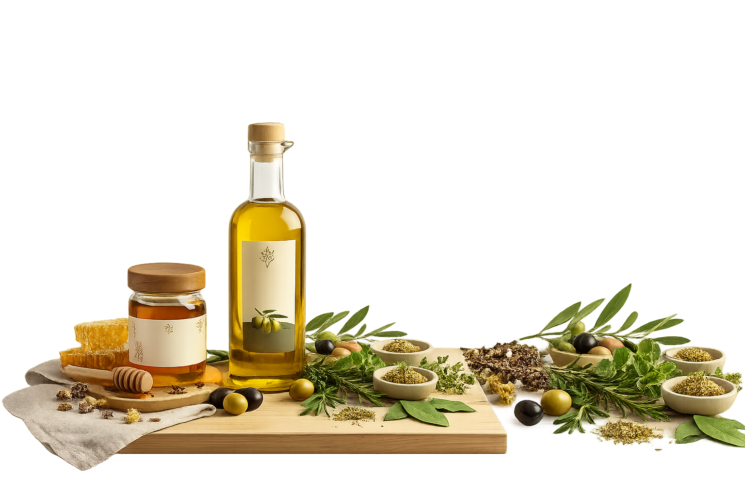 زيت زيتون وأعشاب طبيعية